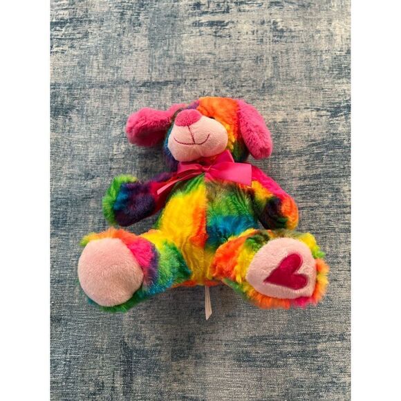 KellyToy Tie Dye Rainbow Heart Dog Bear - Picture 5 of 6